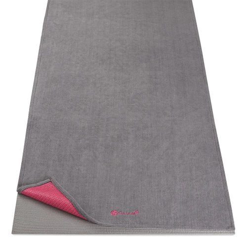 Yogahanddoek - Gaiam Grippy Mat Towel - Grijs/Roze