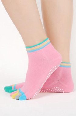 Winkrs – Yoga sokken – Antislip – Roze met gekleurde tenen – Maat 36 tot 40