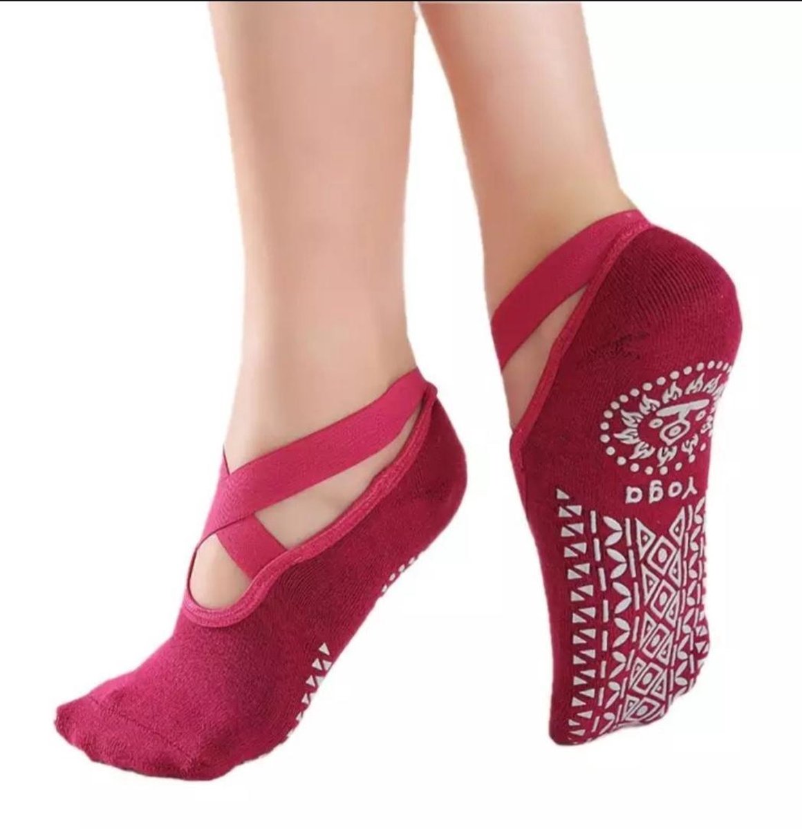 Yoga & Pilates sokken met antislip - 'Ballerina Yoga' - dichte tenen - rood - Pilateswinkel - meerdere kleuren verkrijgbaar!