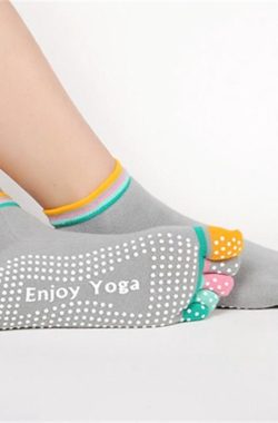 Yoga sokken met antislip – grijs met gekleurde tenen – maat 36 tot 39