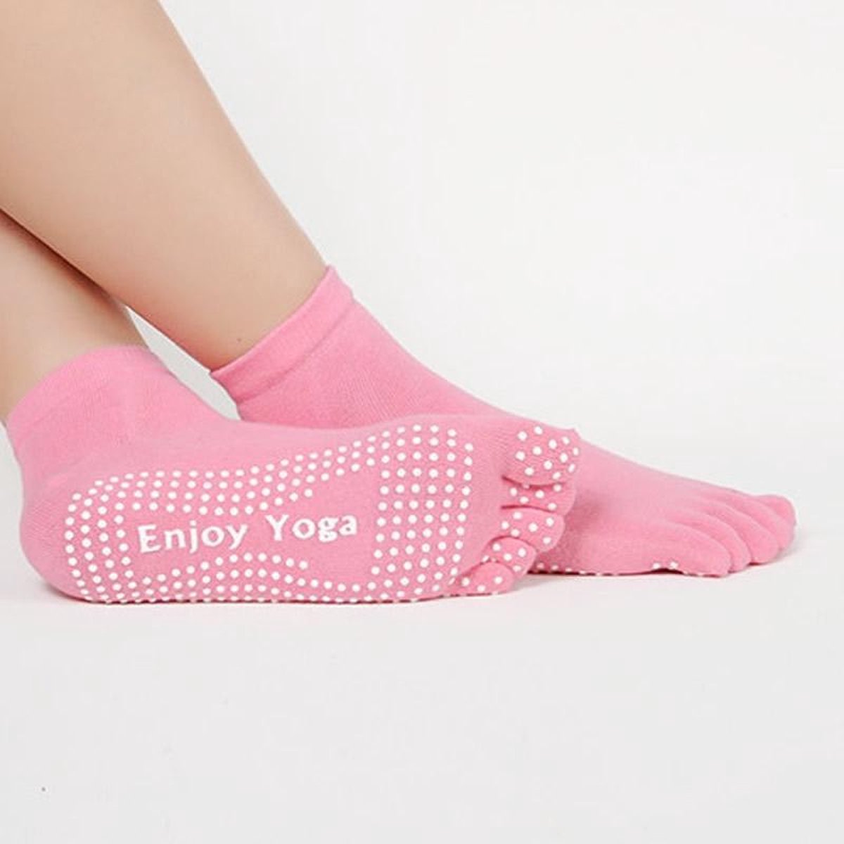 Yoga sokken met antislip – roze met tenen – maat 36 tot 40