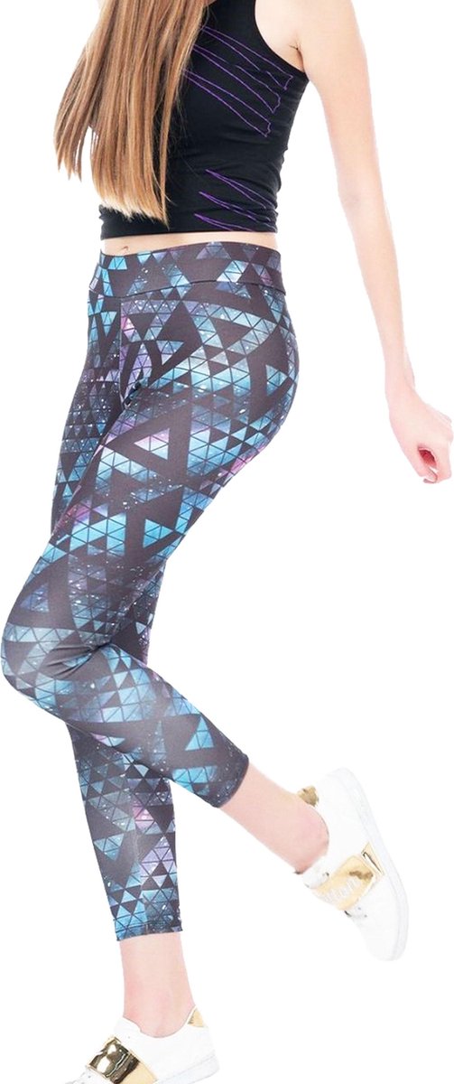 Dames Legging | legerprint | hoogsluitend |elastische band |hardlopen - sport - yoga - fitness legging | polyester | elastaan | lycra |blauw| maat M
