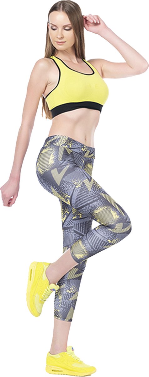 Dames Legging | legerprint | hoogsluitend |elastische band |hardlopen - sport - yoga - fitness legging | polyester | elastaan | lycra |grijs | Maat M