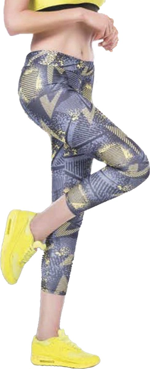 Dames Legging | legerprint | hoogsluitend |elastische band |hardlopen - sport - yoga - fitness legging | polyester | elastaan | lycra |grijs| Maat XL