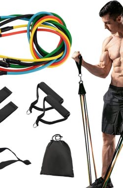 Fitness Elastiek – Resistance band – Weerstandsbanden set – workout set met handvatten, enkel straps en deuranker