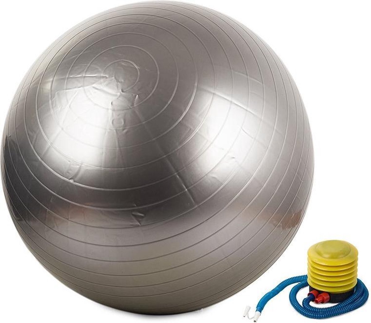 Gymnastiekbal (grijs) - Gymbal - Yoga Bal - Fitness Bal - Pilates - Fitness - 65cm inclusief Pomp! Versterking spieren/conditie/Mobiliteit!