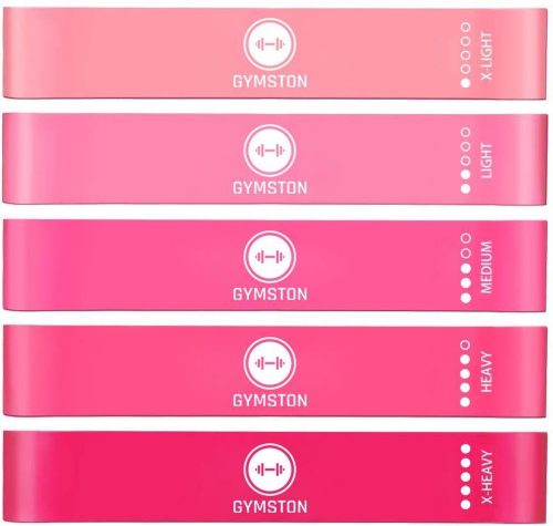 Gymston - Weerstandsbanden Set - 5 stuks - Incl. Draagtas en E-Book & Handleiding - Roze