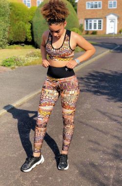 Pfeka Afrikaanse Prints dames high waist bruin dieren print leggings yoga pants MAAT M