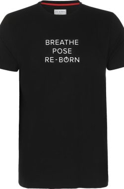 Re-Born Slogan T-shirt Breathe Korte Mouw Unisex – Zwart – Maat M