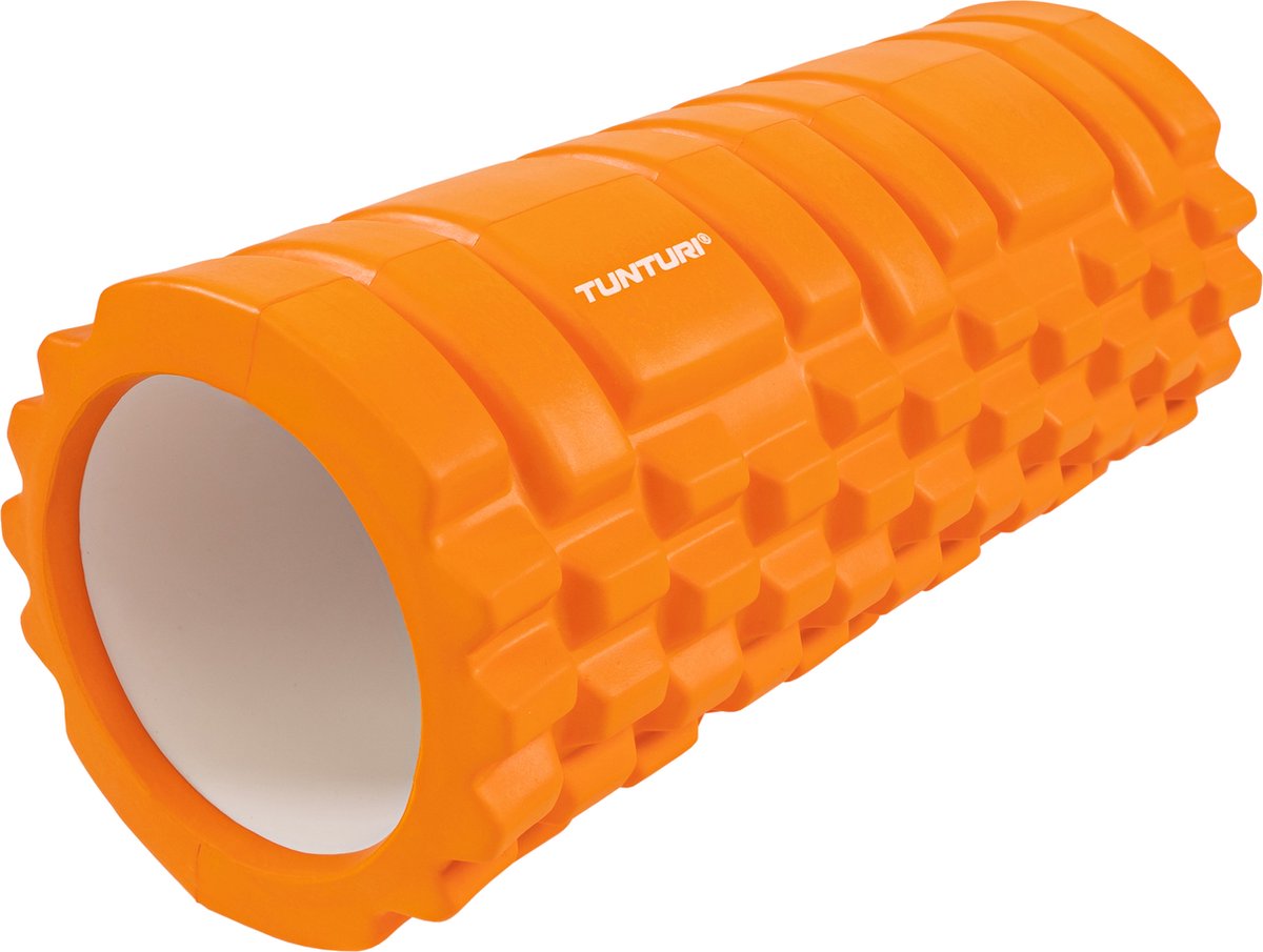Tunturi Yoga Grid Foam Roller - Foam roller the grid - Foamroller - Fitness Roller - 33cm - Oranje - Incl. gratis fitness app
