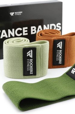 Rockerz Weerstandsbanden – Booty Band – Resistance band – Fitness elastiek – 3 Stuks met opbergzakje – Kleur: Army