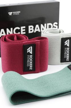 Rockerz Weerstandsbanden – Booty Band – Resistance band – Fitness elastiek – 3 Stuks met opbergzakje – Kleur: Merlot