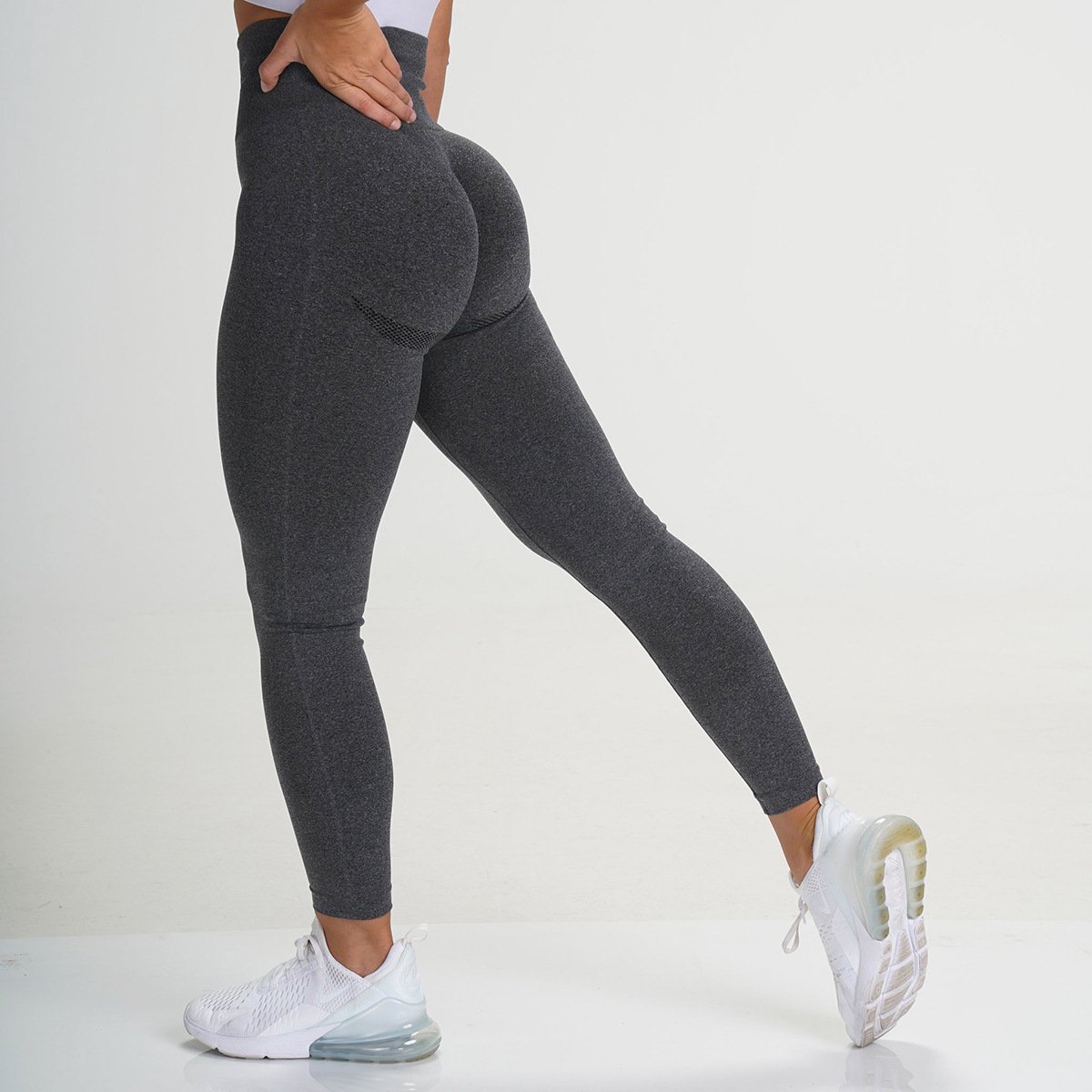 Wow Peach - Stretch Fitness & Yoga Legging - Butt-lift - Sportlegging - Work Out - Squat proof - High Waist - Comfort - Dark Grey - Size: X-Large