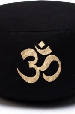 Yogi & Yogini – Meditatiekussen Zwart met Ohm-symbool – Biologisch Katoen