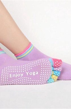 Yoga sokken – Antislip – Paars met gekleurde tenen – Maat 36 tot 40
