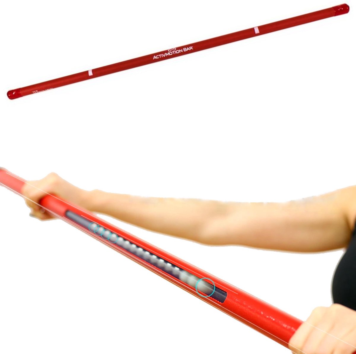 ActivMotion Fitness Stang Glimpse 2 kg - Fitness Stick met Bewegende Gewichten erin - voor Krachttraining, Core Training, Balans en Pilates