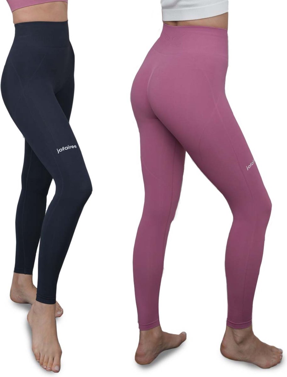 Jofairee, Perfect Shaper sportlegging - Maat XL - 2-pack - Zwart/roze - Corrigerende shapewear sport legging - Hoge taille en booty lifting - Yoga legging en sportkleding voor dames