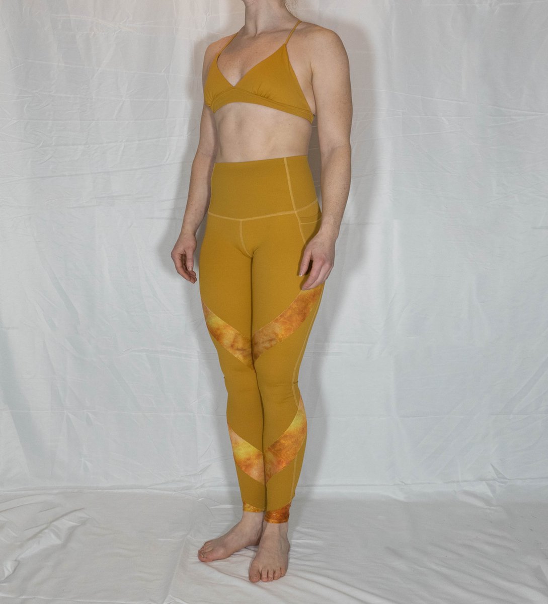 Rooz sportswear - oker geel - glitters - fitness -yoga - sport set - legging - high waist - dames - sportlegging - maat s