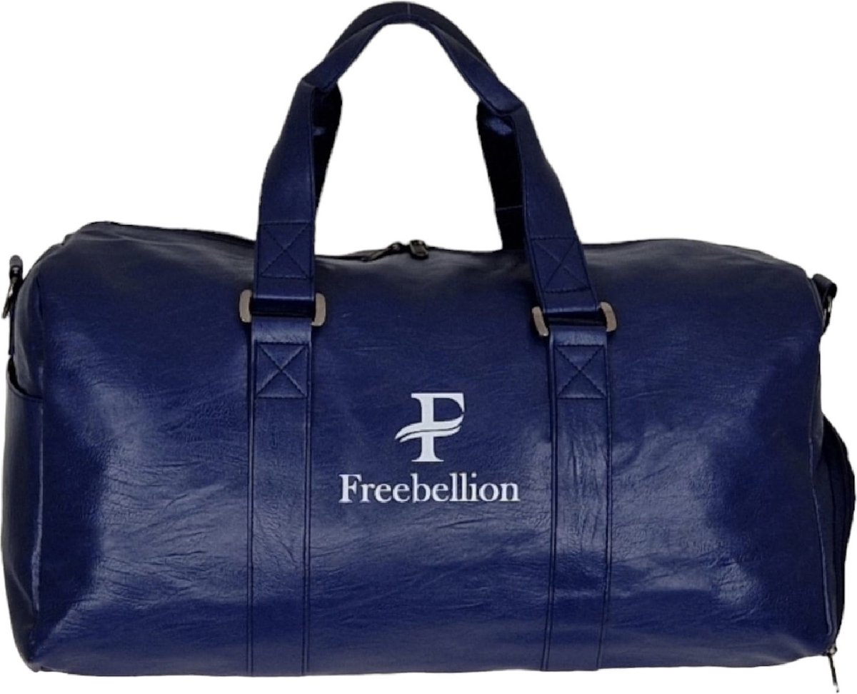 Freebellion Sporttas - Reistas - Weekendtas - Duffel bag - 40 Liter - Pu leer - Donker blauw - Waterafstotend