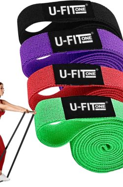 U Fit One 4 Delige Lange Resistance Band Set – Stoffen Fitness Elastiek – Elastieken – Weerstandsband – Stretch band – Fitnessband – Fysiotherapie – Yogaband – Yoga – Pilates