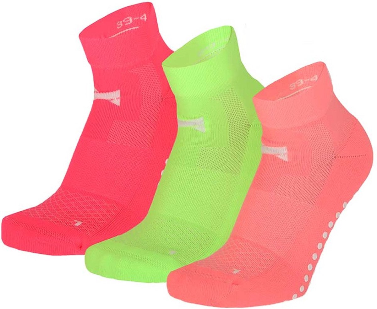 Xtreme Yoga Sokken Neon Roze / Groen / Oranje - 3 paar - Pilates sokken - Antislip - Anatomisch voetbed - Maat 35/38