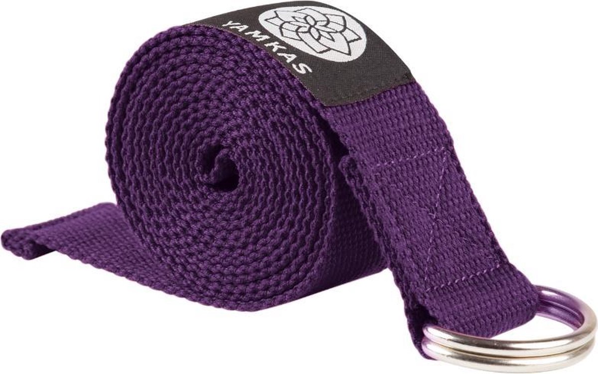 Yoga riem D-ring paars katoen - 250x3 cm