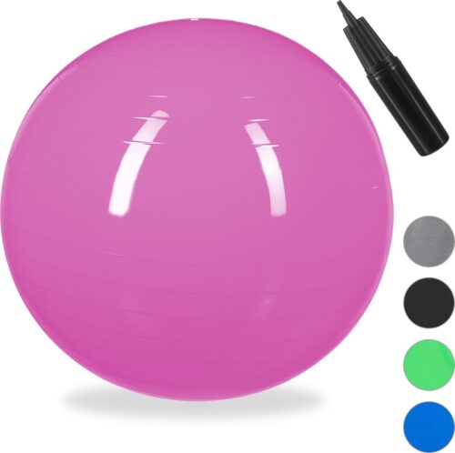 Relaxdays fitnessbal 85 cm - gymbal - zitbal - yogabal pilatesbal - voor op kantoor - PVC - roze
