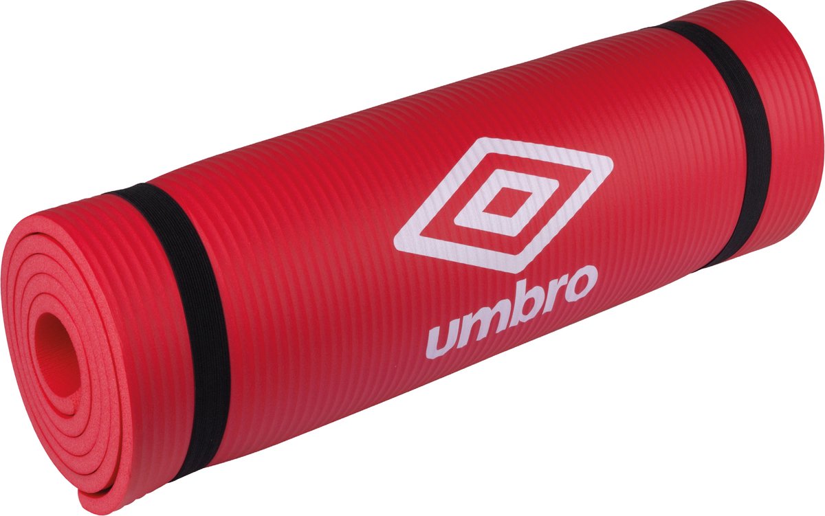 Umbro Yoga Mat - 190 x 58 x 1 CM - met Transport Band - Extra Soft en 1 CM Dik - Anti-Slip Fitness Mat - Rood