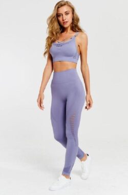 Yoga Broek – Lila – Naadloos – Hoge Taille – Legging – Fitness – Maat L
