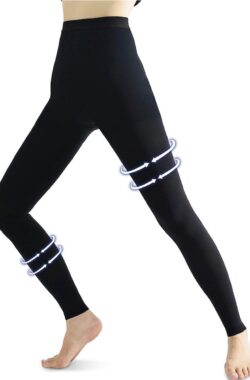 De Millennials – Compressie leggings voor dames – compressie panty – compressie kousen – Maat L- 20-30 mmHg steunkousen voor dames – ondoorzichtig – solide ondersteuning voor spataderen – sport – yoga – fitness – outdoor sport -oedeem – zwart