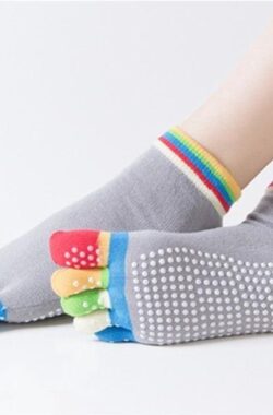 Finnacle – Yoga-Teen-Sokken-Grijs-Gekleurde-Tenen-Slippers-Dans-Pilates-Kleurrijk