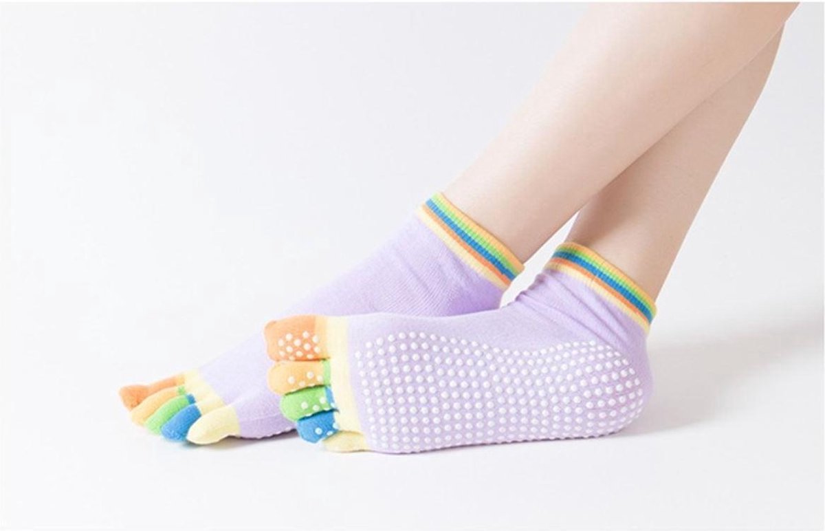 Finnacle - Yoga-Teen-Sokken-Licht-Paars-Gekleurde-Tenen-Slippers-Dans-Pilates-Kleurrijk