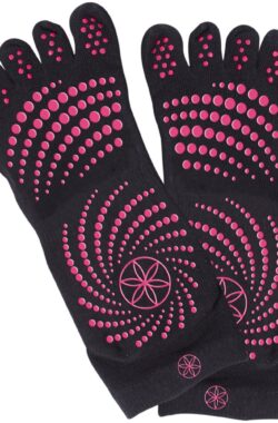 Gaiam Grippy Yoga Socks – Anti-slip Yogasokken – Zwart / Roze – S/M