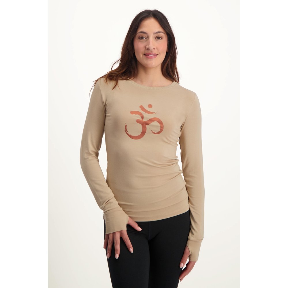 Urban Goddess Karuna OM Longsleeve Yoga Shirt - Sand