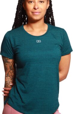 Marrald Performance T-Shirt – Dames Top Shirt Singlet Sporttop Sport Sportshirt Yoga Fitness Hardlopen – Groen Blauw Dark Teal L