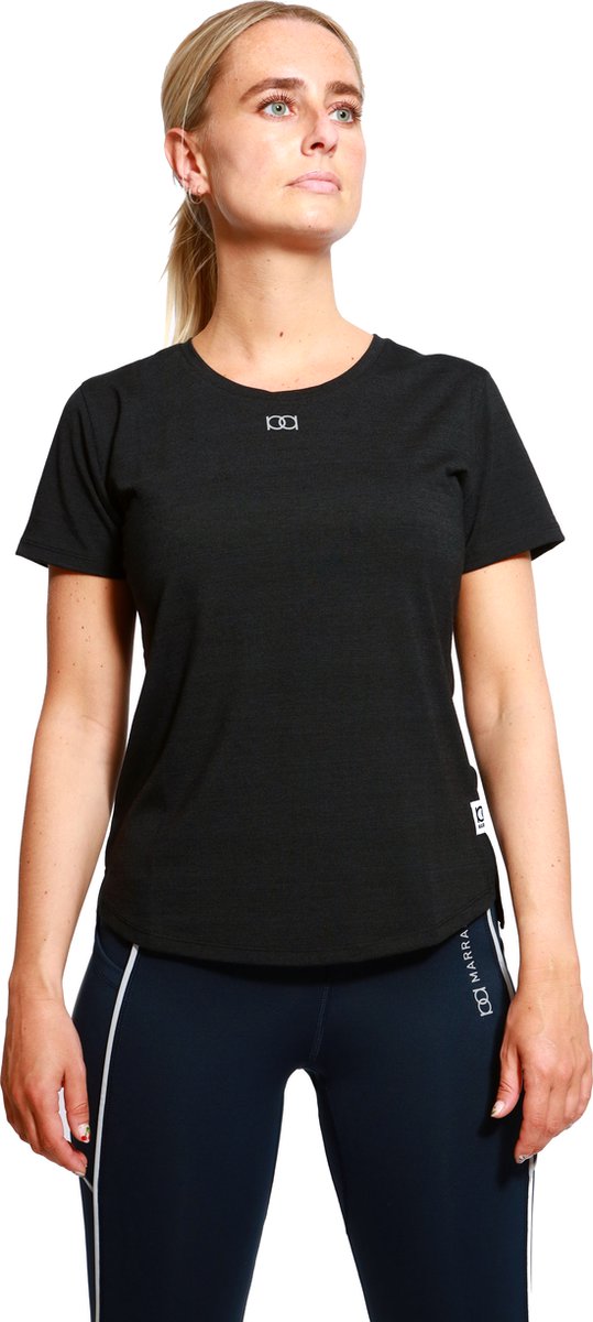 Marrald Performance T-Shirt - Dames Top Shirt Singlet Sporttop Sport Sportshirt Yoga Fitness Hardlopen - Zwart M