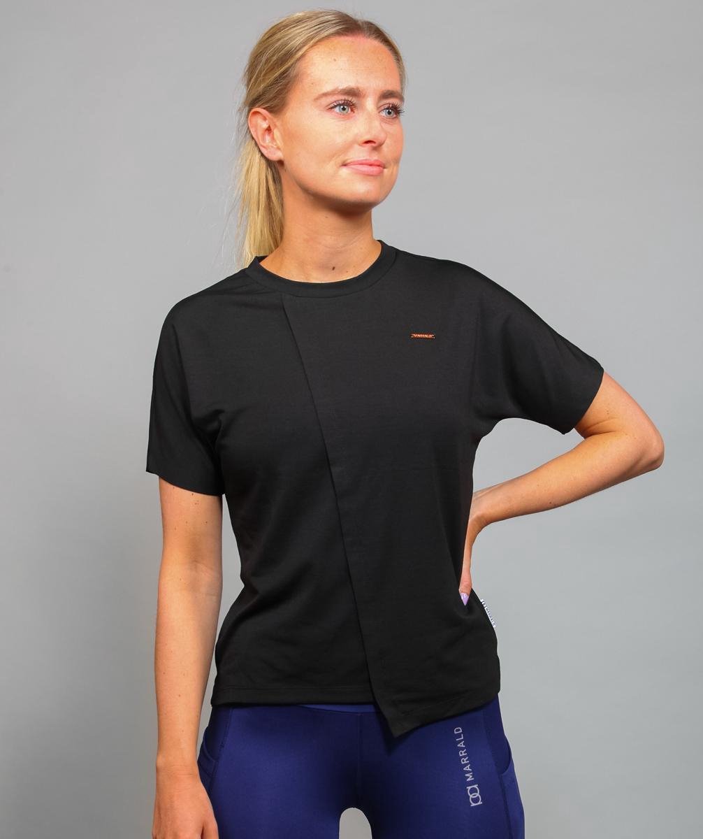 Marrald Soft Dry Sportshirt Dames Zwart S - trainings korte mouwen fitness crossfit yoga shirt