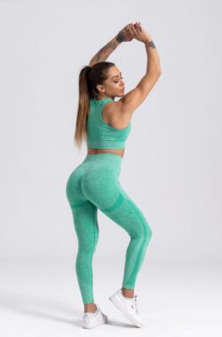 Mives® Sportlegging en Top – yoga-outfit – Fitness set – Scrunch Butt – Dames Legging – Sportkleding – Fashion legging – Broeken – Gym Sports – Legging Fitness Wear – High Waist – GROEN – maat XS – BRA