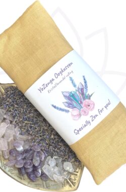 YoZenga oogkussen Gouden Driehoek & biologische lavendel | kristallen/edelstenen | Kleur: Gold | Yoga | Meditatie | Ontspanning | Ideaal bij hoofdpijn & stress klachten |