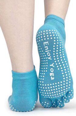 Yoga Sokken Full Toe I Volle Teen Yoga Sok I Met Anti Slip Onderkant I Antislip Sokken – Pilates Sokken – Blauw – Maat 36-40