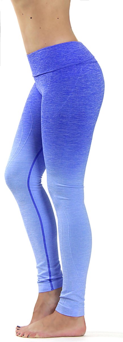 Yoga legging - compressie met hoge taille OMBRE Koningsblauw M