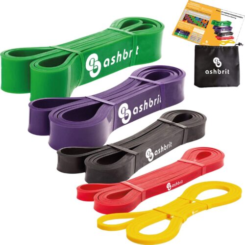 Ashbrit Power bands - Pull up bands - Weerstandsbanden set van 5 banden - 5 verschillende weerstanden - Fitness elastiek - Inclusief draagtas