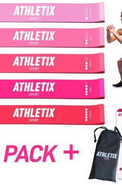 Athletix® – Weerstandsbanden Set – Booty Bands met Gratis Draagtas en Oefeningen – 5 Stuks – Roze