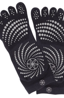 Gaiam Grippy Yoga Socks – Anti-slip Yogasokken – Zwart / Grijs – M/L