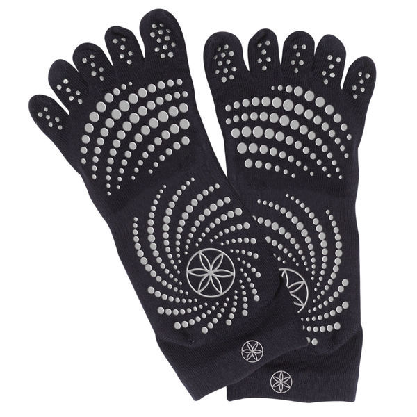 Gaiam Grippy Yoga Socks - Anti-slip Yogasokken - Zwart / Grijs - M/L