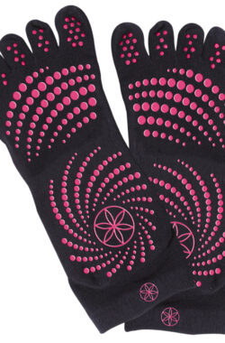 Gaiam Grippy Yoga Socks – Anti-slip Yogasokken – Zwart / Roze – S/M