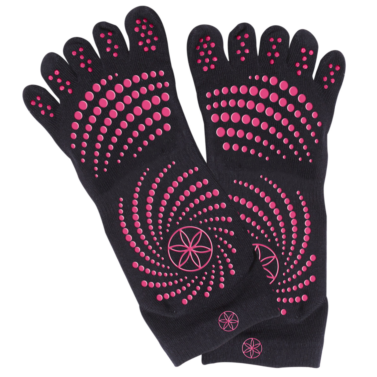 Gaiam Grippy Yoga Socks - Anti-slip Yogasokken - Zwart / Roze - S/M