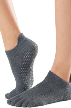 ToeSox Low Rise – Antislip Sokken – Met Tenen – Charcoal – Grijs