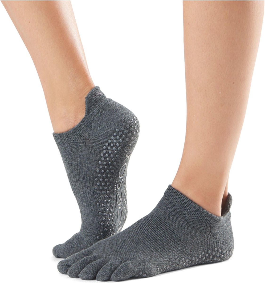 ToeSox Yoga No-Show Grip Socks teensokken - Antraciet - 36-38