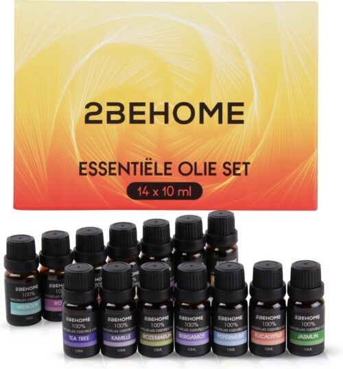 2BEHOME® Etherische Olie Set - 14 Geuren - Essentiële oliën - Diffusers - Incl. Lavendel, Vanille, Eucalyptus en meer